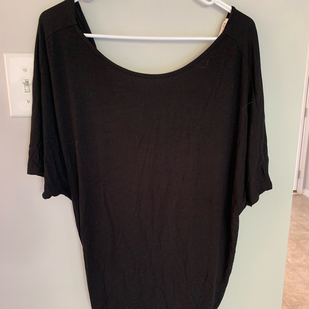 Large Black Rayon Twist Back Top
